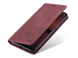 CaseMe Slim Synthetic Leather Wallet Case with Stand for OPPO Reno13 F - Burgundy