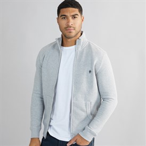 French Connection Mens FC Funnel Sweatshirt Light Grey Mel/Marine