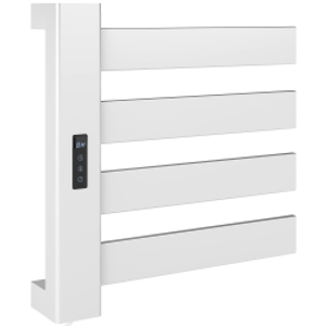 HOMCOM Toallero Eléctrico de Pared para Baño con 4 Barras Calentamiento Rápido Wi-Fi y Pantalla Táctil 47,5x9,5x49 cm Blanco