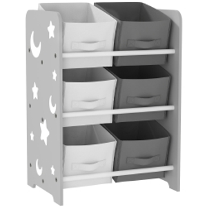 AIYAPLAY Estantería Infantil para Niños de +3 Años Estantería para Juguetes con 6 Cajas de Tela no Tejida 43x30x60 cm Gris