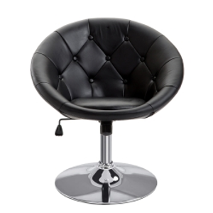 HOMCOM Faux Leather Leisure Chair, Round Tufted Accent Chair, Height Adjustable Counter Chair for Pub, Black