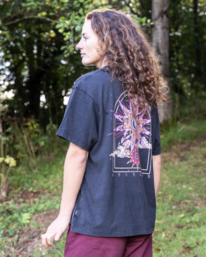 Eclipse Back Womens Oversized Short Sleeve T-Shirt in Black