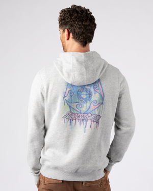 Wave Running Mens Pop Hoodie in Light Grey