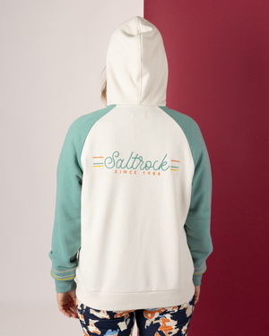 Links Contrast Womens Zip Hoodie in Light Blue/Cream