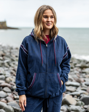Auden Womens Oversized Zip Hoodie in Blue