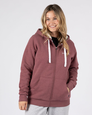 Essential Womens Borg Lined Hoodie in Burgundy