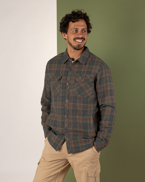 Woody Mens Sherpa Lined Shacket in Grey