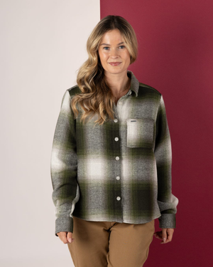 Delta Womens Checked Shirt in Green/White
