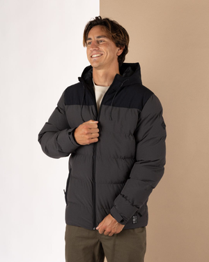 Dune Mens Water Resistant Padded Jacket in Black/Grey