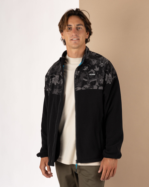 Theo Elemental Mens 1/4 Neck Fleece in Black
