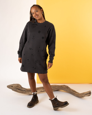 Spirit Womens Sweat Dress in Dark Grey
