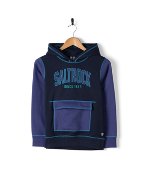 Arched Logo Zig Zag Kids Zip Hoodie in Blue