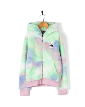 Kiki Kids Pastel Zip Fleece in Tie Dye Purple/Green