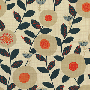 ANTE DECOR Seville Printed Cotton Fabric Lapis