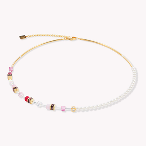 Elegance Pearl Necklace Gold Plated Pink Crystal Pearl