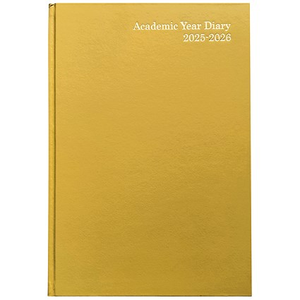 5 Star A4 Academic Diary, Day Per Page, Yellow, 2025-2026