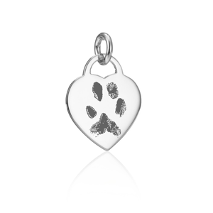 Silver Heart Paw Print Charm