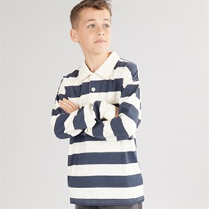 Kangaroo Poo Boys Rugby Shirt Navy/Winter White
