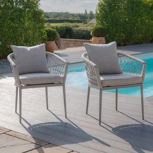 Maze - Monaco Rope Weave Pair of Dining Chairs - Cool Linen