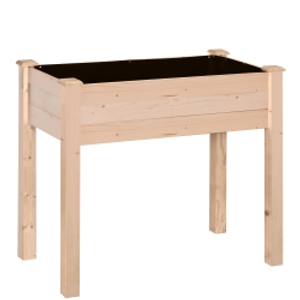 Outsunny Huerto Urbano Elevado de Madera 86x46x76 cm con Tela no Tejida para Cultivos Plantas Flores Natural
