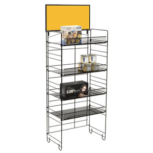 Heavy Duty 24" Wide Food Display Rack - 4 Solid Shelves & Sign Holder for Retail Grocery & C-Stores