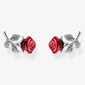 THOMAS SABO Silver Red Rose Romance Stud Earrings H2314-664-10