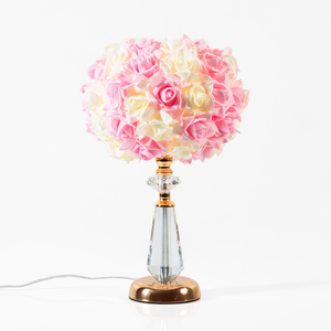 Rose Vase Table Lamp Pink and White 38cm