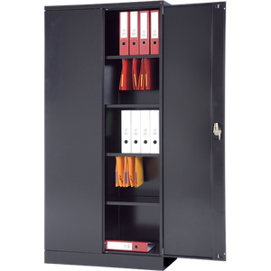 Viking Realspace Regular Door Cupboard Steel 4 Shelves Lockable 920 x 420 x 1,950 mm Black
