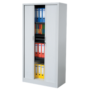 Viking Realspace Tambour Cupboard Steel 4 Shelves Lockable 1,000 x 450 x 1,980 mm Grey