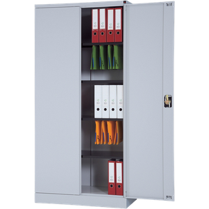 Viking Realspace Regular Door Cupboard Steel 4 Shelves Lockable 920 x 420 x 1,950 mm Grey