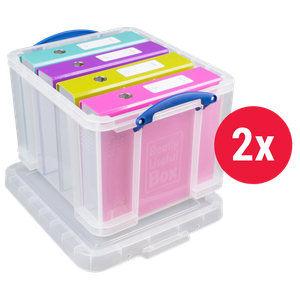 Really Useful Box Plastic Storage Box 35 L Transparent 39 x 48 x 31 cm Pack of 2