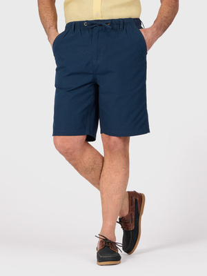 Navy Blue Drawstring Cotton Ripstop Shorts