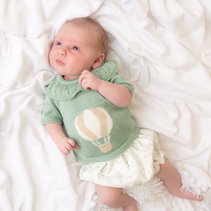 Sage Green Hot Air Balloon Knitted Top & Bloomer Set