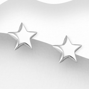 Signature Silver Polished Star Clip-On Stud Earrings
