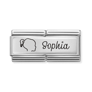 Classic Silver Silhouette Engraving Double Charm