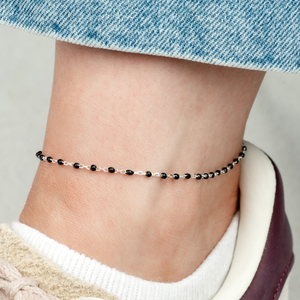 Signature Silver Black Enamel Monochrome Anklet