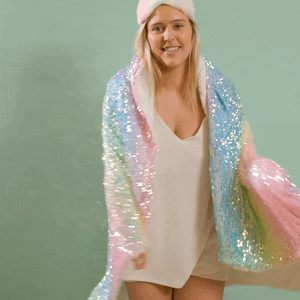 Stay Cosy Rainbow Sequin Sherpa Throw Blanket - 120 x 160 cm