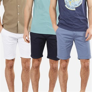 Onfire Mens Three Pack Chino Shorts White/Navy/Pale Blue