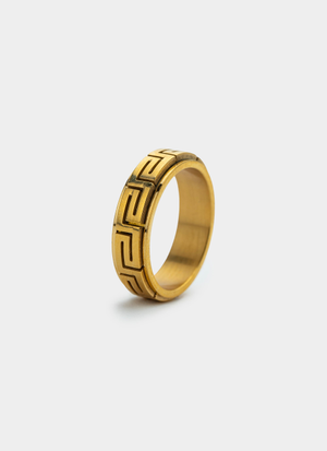 Vendetta Greca Rotating Ring - 18K Gold Plated