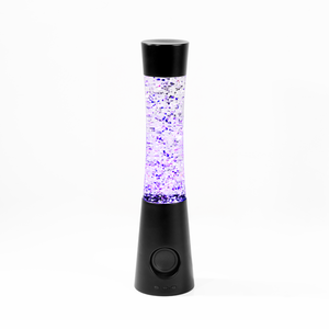 Black & Silver Glitter Lava Lamp with Speaker