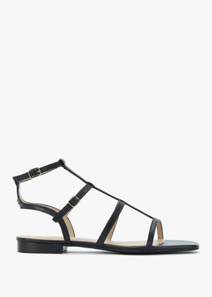 Everley Lauren Black Leather Gladiator Sandals