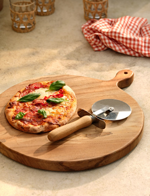 Classic Pizza Cutter - Stainless Steel & Oak, Natural