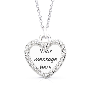 Signature Medium Silver Engravable Heart & Halo Necklace