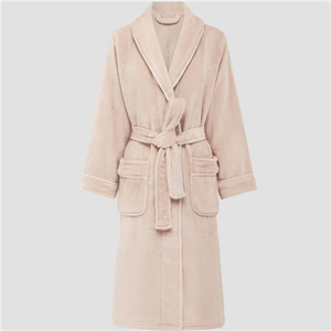 Brogo - Luxe Supersoft Micro Mink Bathrobe w/Piping Blush/White Large