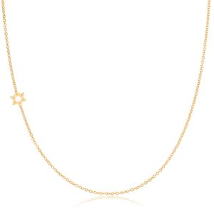 14K Gold Asymmetrical Charm Necklace - Yellow Gold - Star Of David - 18" (18")