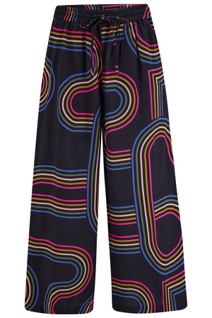 Ameera Cropped Wide Leg Trousers Black, Retro Racer (S)