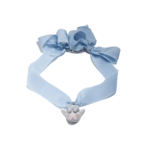 Angry Puss Baby Blue Silk Necklace Bowtie Cat (15")