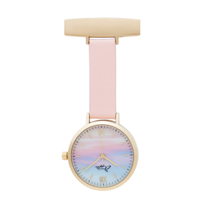Annie Apple Meraki Sunset Gold Blush Pink Leather Nurse Fob Watch