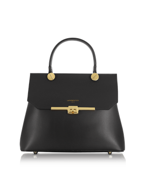 Atlanta Black Top Handle Satchel Bag W/Shoulder Strap - Black