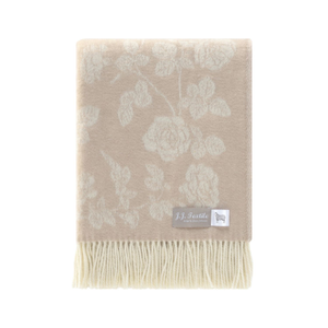 Beige Roses Pure Merino Wool Throw
